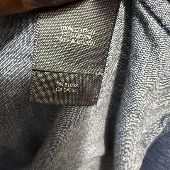 Kenneth Cole Reaction Denim Chambray Shirt Men’s Large Zip Pocket Casual - Picture 7 of 13